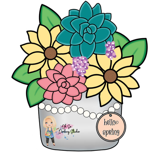 Floral Mason Jar Template