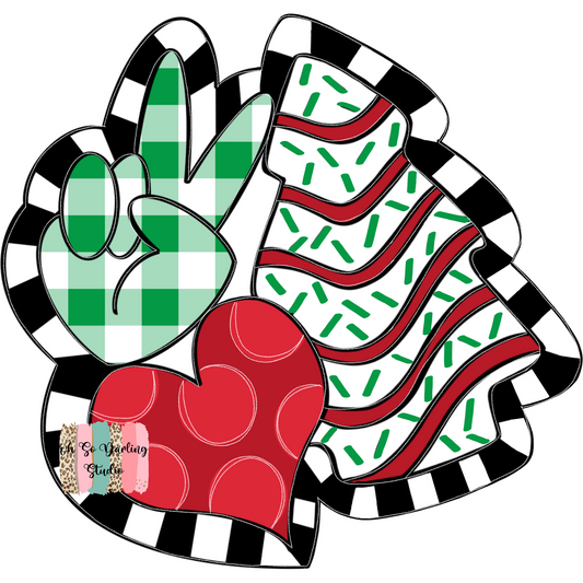 Peace, Love, Christmas Tree Cakes Template